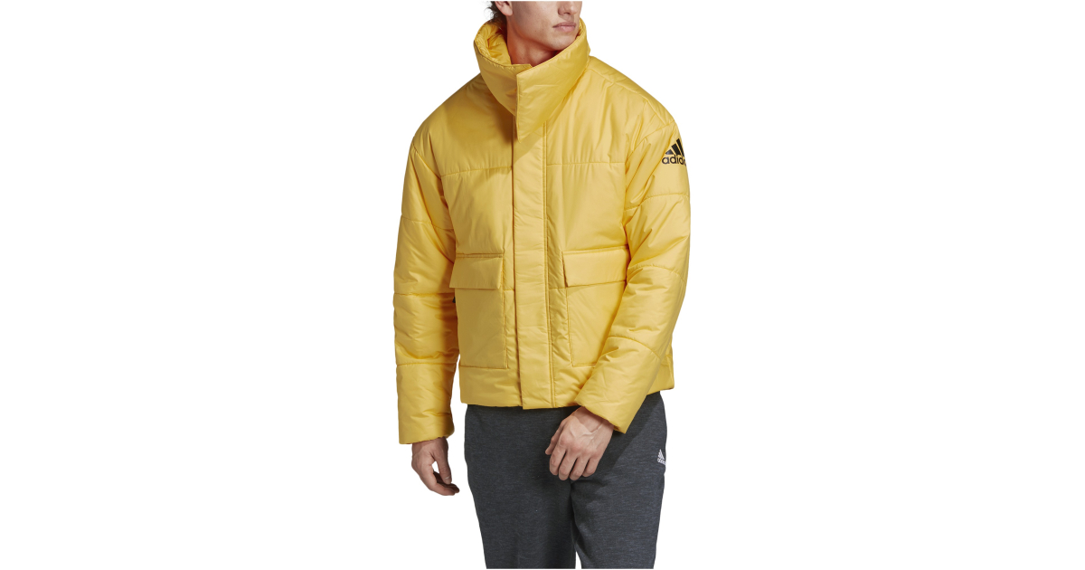 Mens winter jacket adidas BIG BAFFLE JKT ACTGOL yellow | AD Sport.store