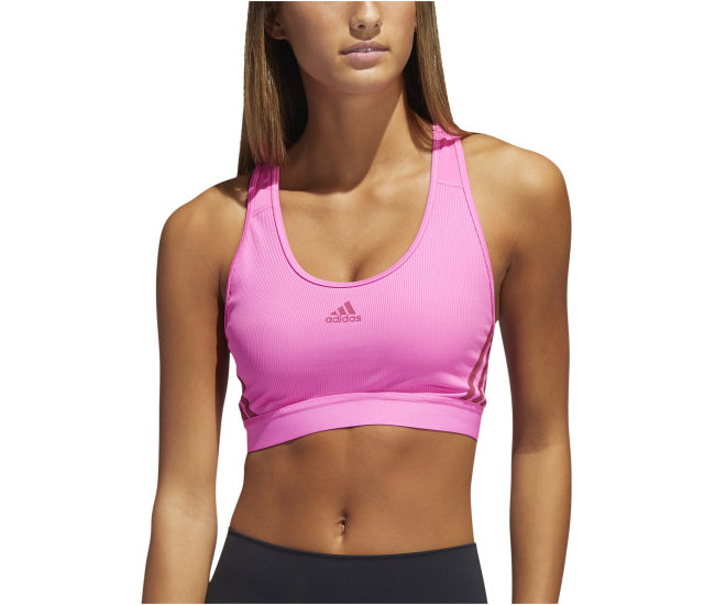 Womens sports bra with support adidas BT 3S RIB BRA W pink