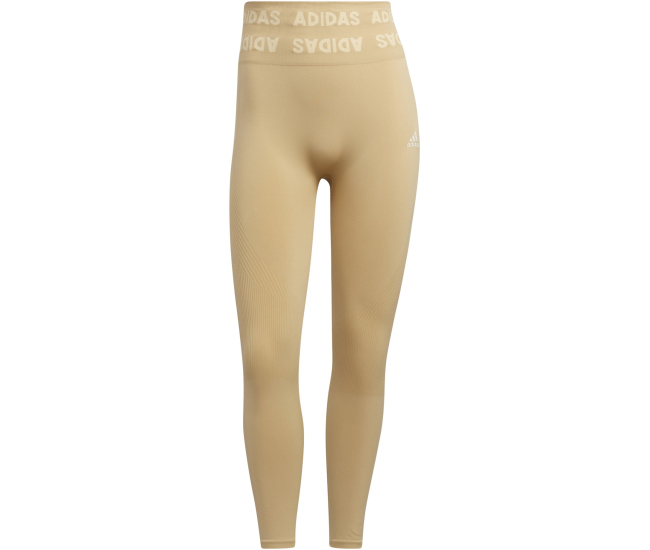 Womens high waisted compression 7/8 leggings adidas AEROKNIT 78 T W brown