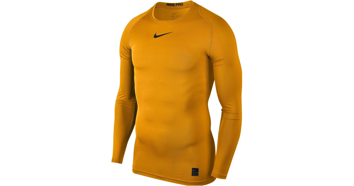 Yellow nike long sleeve compression shirt sale