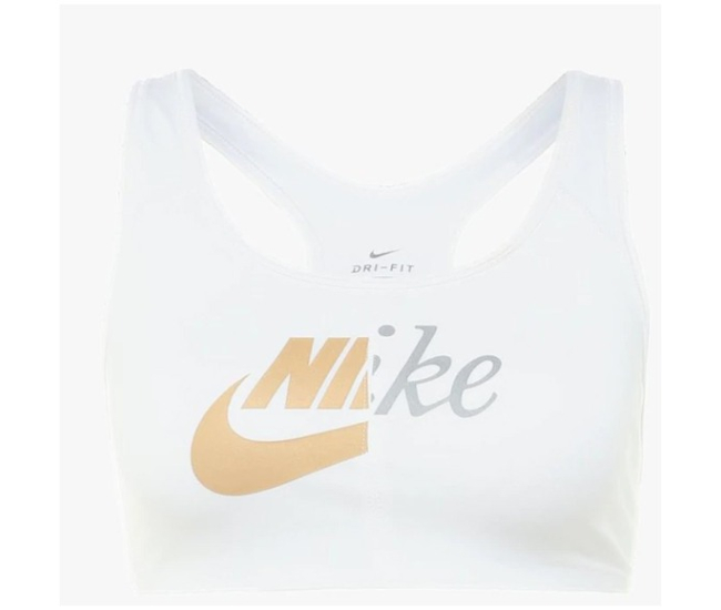 Womens sports bra Nike SWOOSH MTLC FUTURA BRA W white