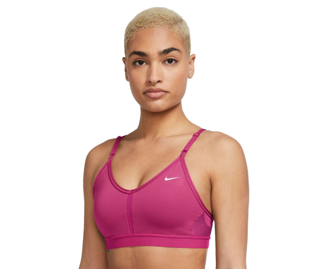 Womens sports bra with support Nike W NK INDY V-NECK BRA W pink