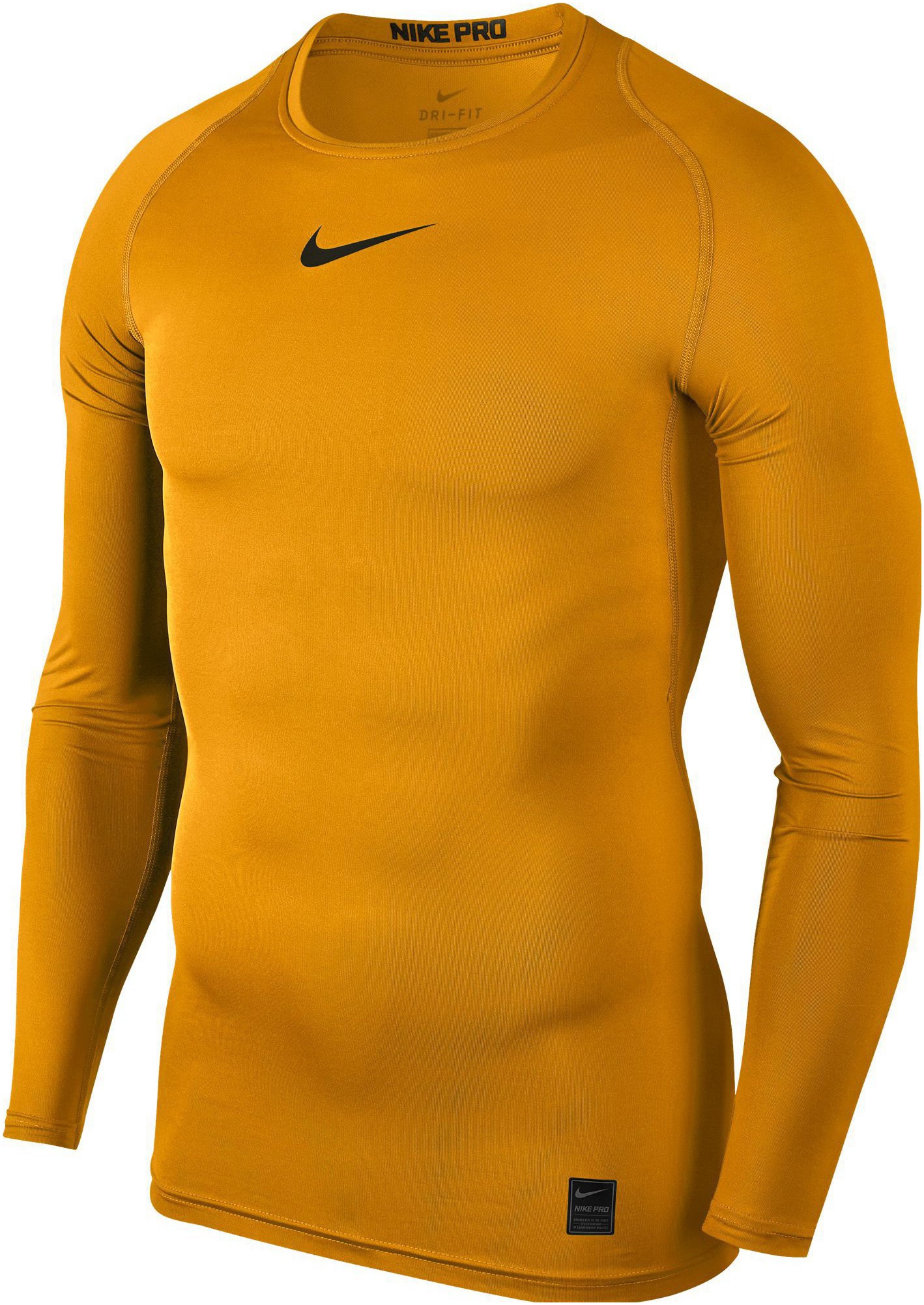 Mens compression long sleeve shirt Nike PRO TOP yellow