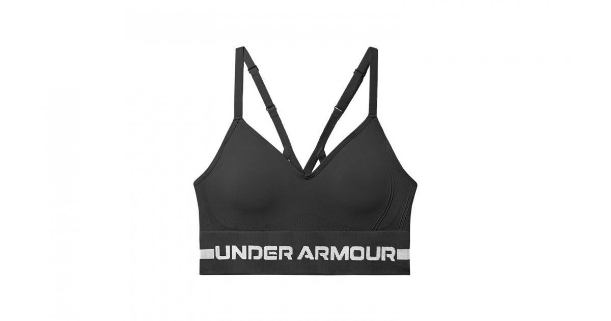 Womens sports bra with support Under Armour SEAMLESS LOW LONG BRA W black