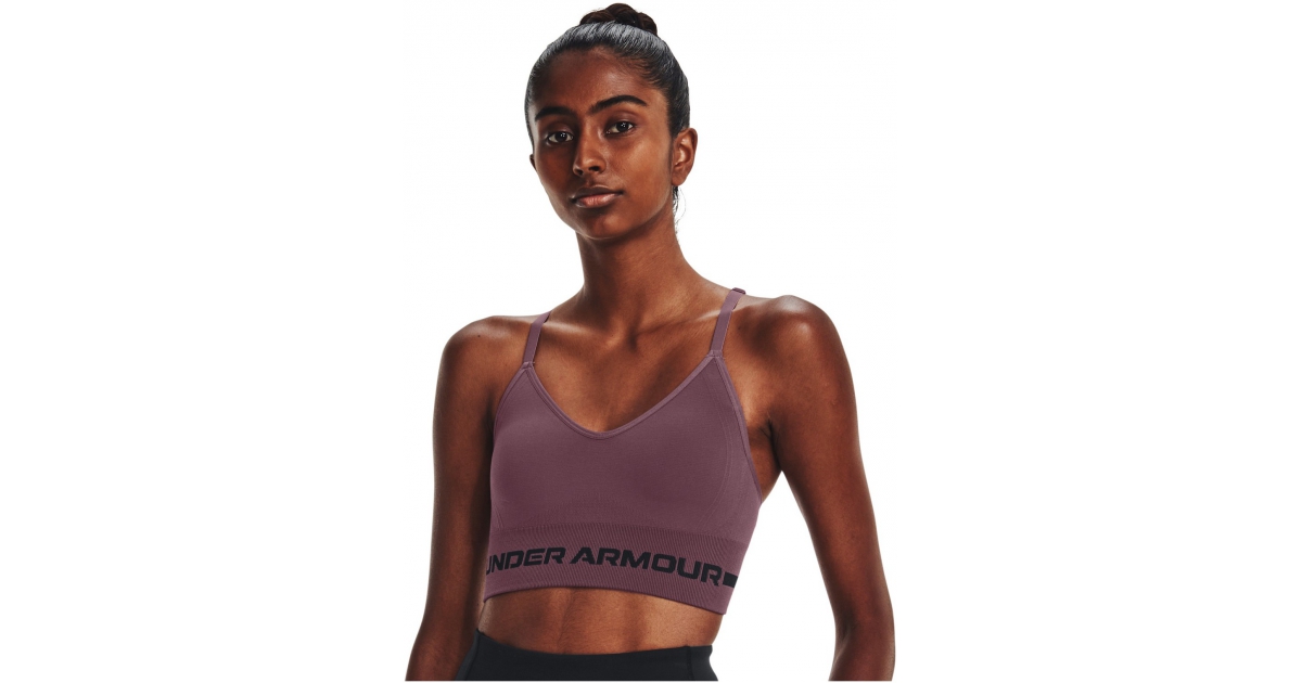Womens sports bra Under Armour UA SEAMLESS LOW LONG BRA W purple
