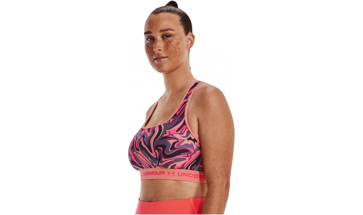 Womens sports bra Under Armour CROSSBACK MID PRINT W pink