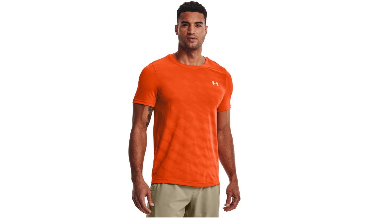 Mens functional short sleeve shirt Under Armour SEAMLESS RADIAL SS orange