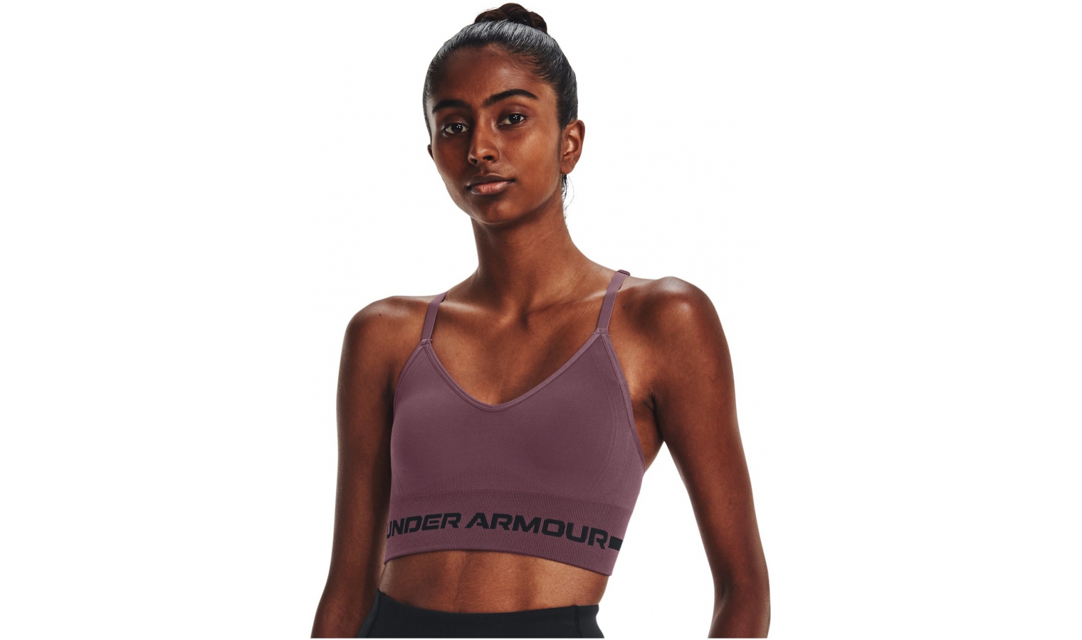 Womens sports bra Under Armour UA SEAMLESS LOW LONG BRA W purple