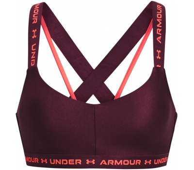Under Armour HG Armour padless mid support sports bra in burgundy-Red