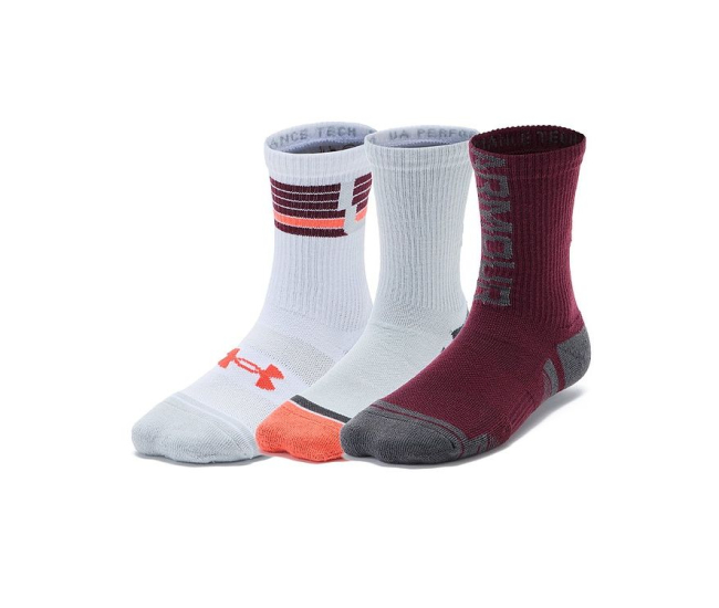 Kids functional socks Under Armour PERFORM TECH 3P CREW K red | AD