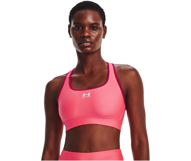 UNDER ARMOUR Womens Training Heat Gear Armour Medium Support Crossback  Sports Bra - Bright Pink