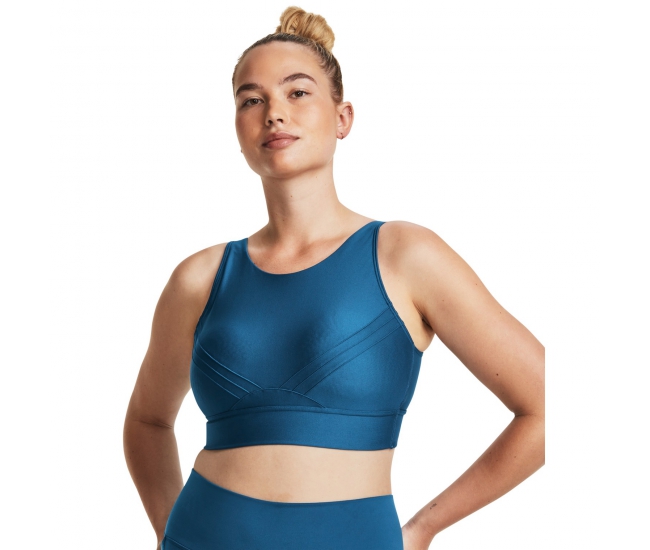 Womens sports bra with support Under Armour INFINITY PINTUCK MID W blue