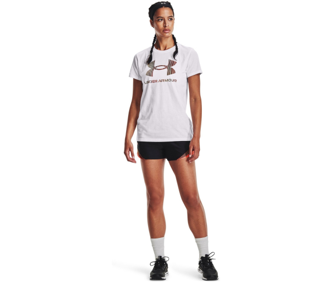 UNDER ARMOUR Women Black & White Live Sportstyle Graphic Brand Logo Print  T-shirt