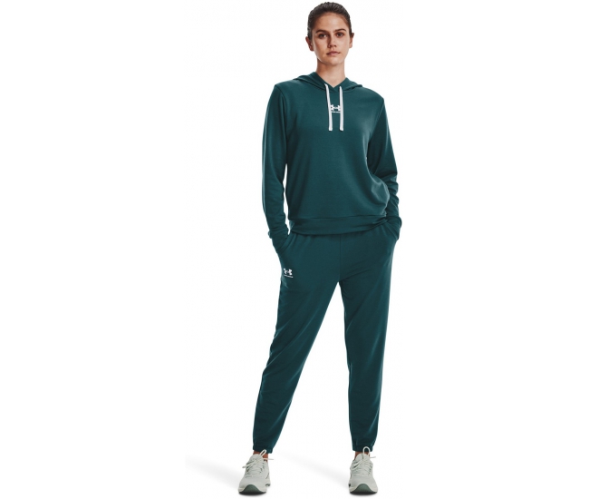 Womens sports pants Under Armour RIVAL TERRY JOGGER W green