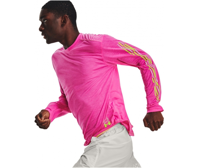 Mens functional long sleeve shirt Under Armour RUN ANYWHERE BREEZE LS pink AD Sport.store