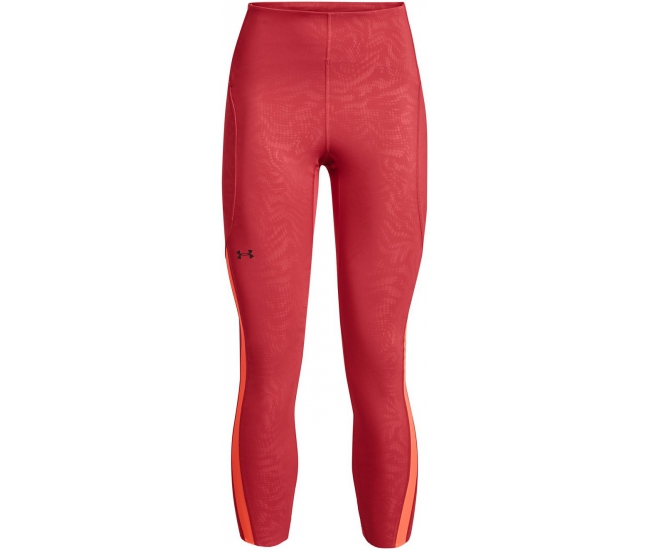 Womens compression 7/8 leggings Under Armour RUSH LEGGING EMBOSS PERF W red