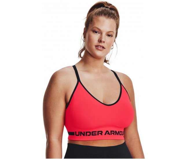 Womens sports bra with support Under Armour SEAMLESS LOW LONG BRA W red