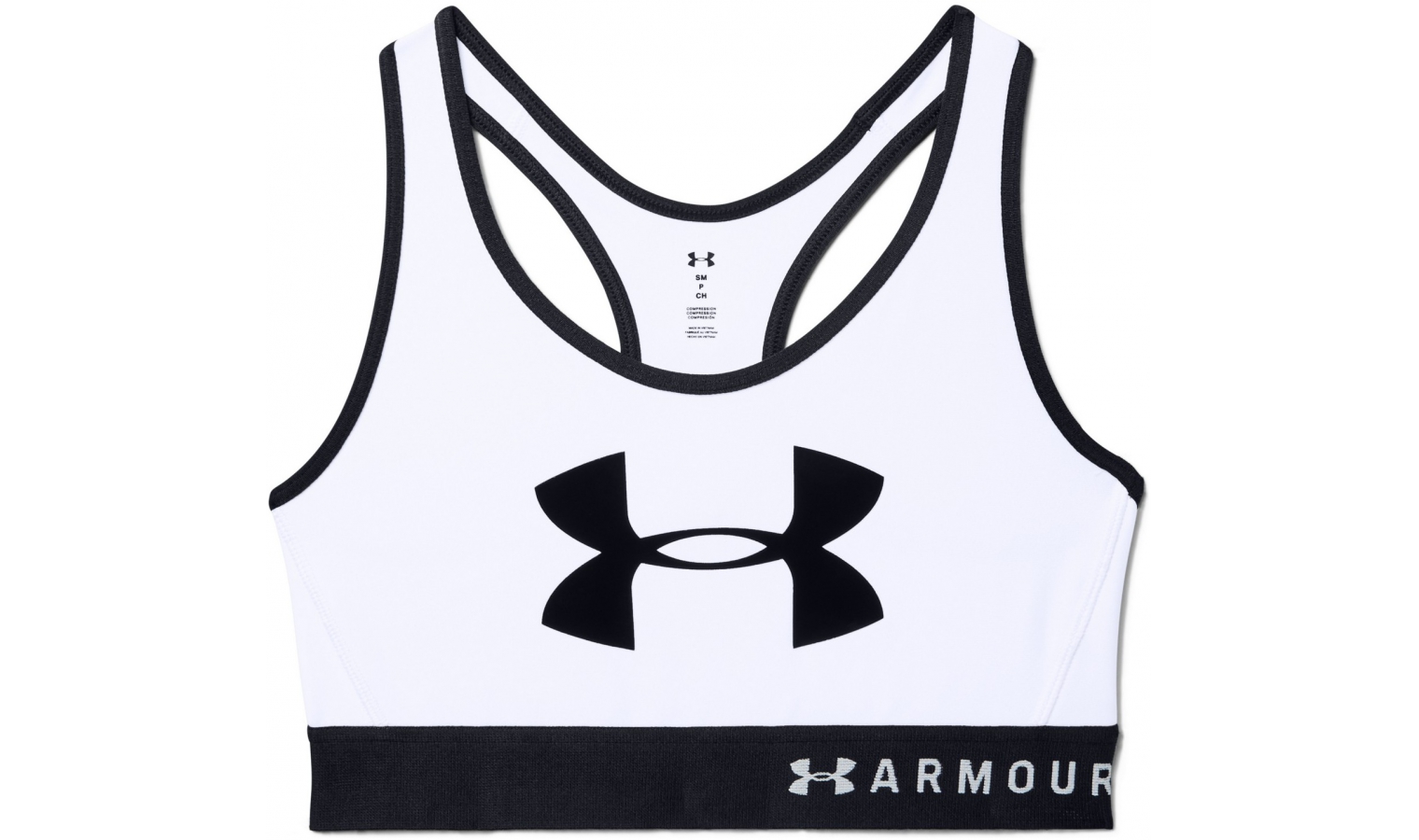Womens sports bra Under Armour ARMOUR MID KEYHOLE GRAPHIC W white